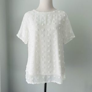 White Pom Pom Tshirt Top Small